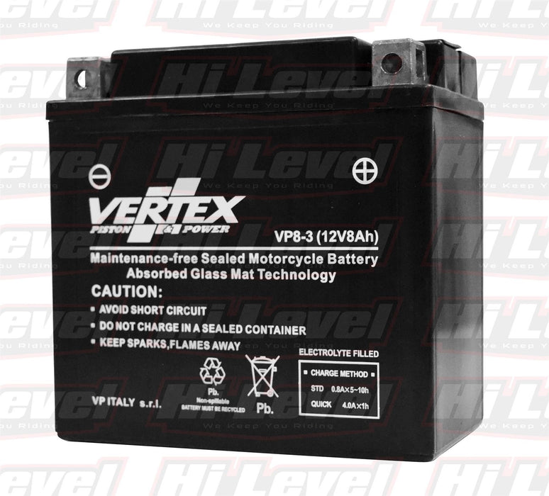 Vertex Battery Fits Yamaha SR 400 Front Drum & Rear Drum 3HT9 CB7L-B 1998