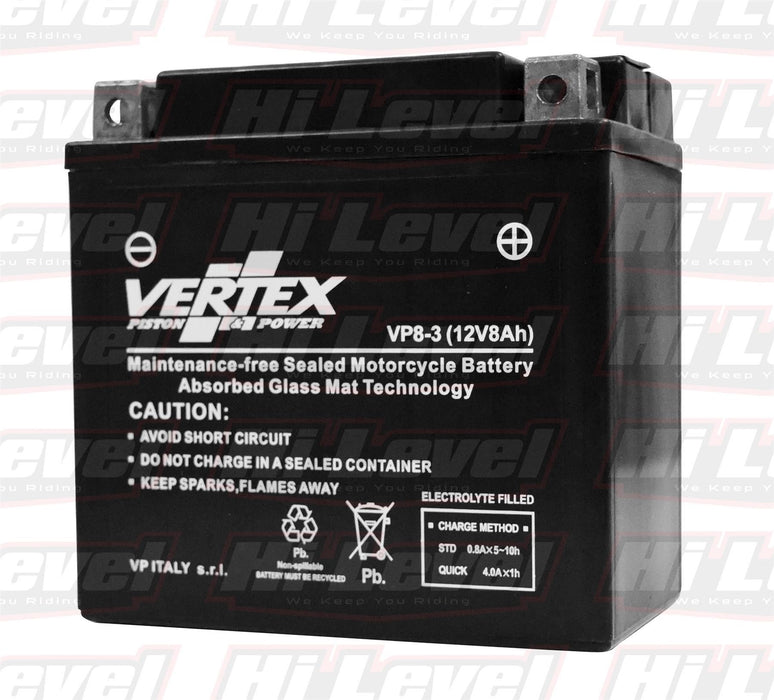 Vertex Motorcycle Battery Fits Cagiva SST 250 CB7L-B 1979