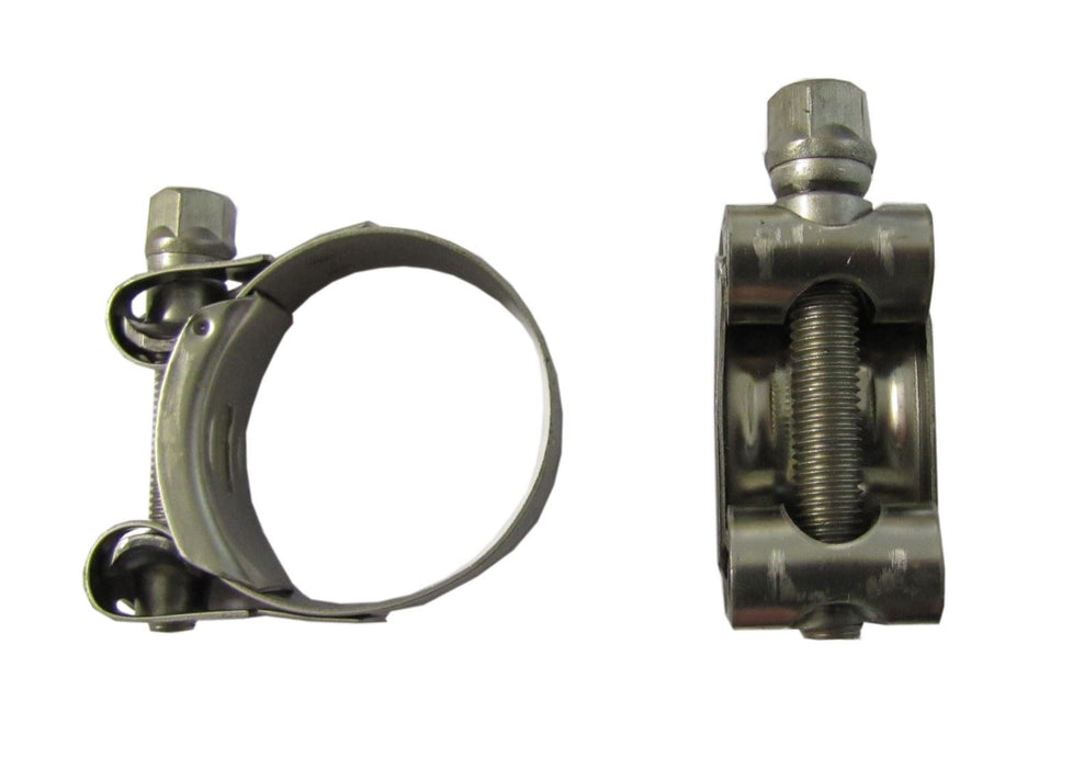 Mikalor 10X Exhaust Clamps 37-40mm Stainless Steel With Zinc Bolt – motorcycle part available from UK stock