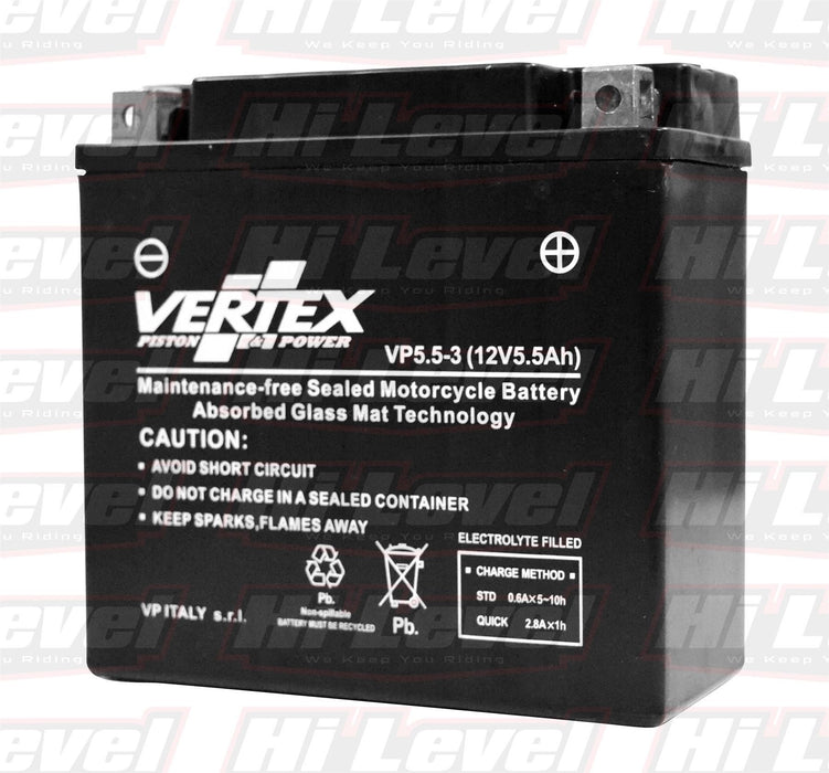 Vertex Battery Fits Yamaha RD 125 DX Spoke Wheel 12N5.5-3B 12N5.5-3B 1975-1977