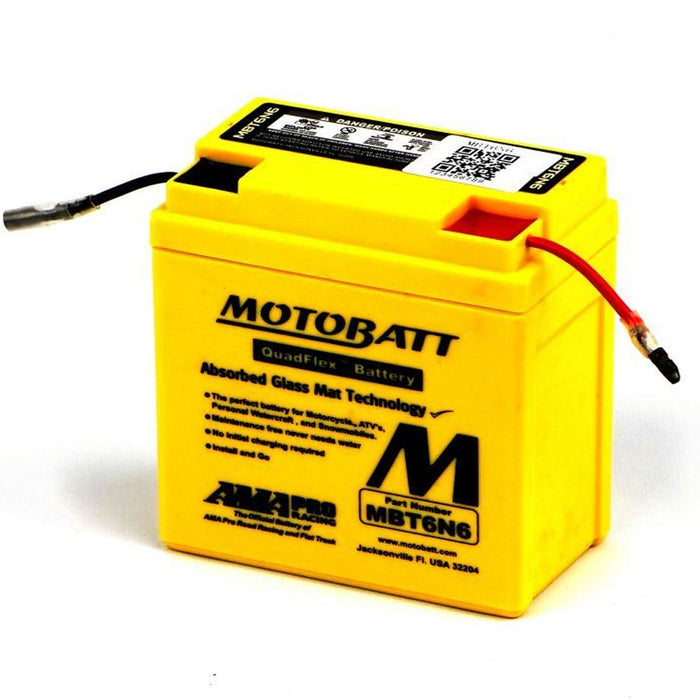Motobatt-Batterie MBT6N6 6 V 6 Ah 6N6-Modelle L: 97 mm x H: 111 mm x B: 56 mm