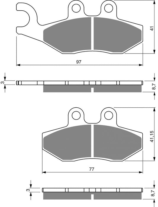 Rear Right Goldfren Brake Pad Fits Piaggio Xevo 400 ie 2007-2010