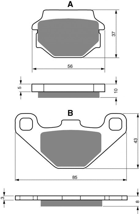 Rear Right Goldfren Brake Pad Fits Kawasaki KLR 650 KL650C7 2001