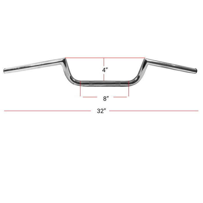 Motorradlenker 7/8" Chrom Ace Cafe Racer 32" lang, Anstieg 3,25" Mitte