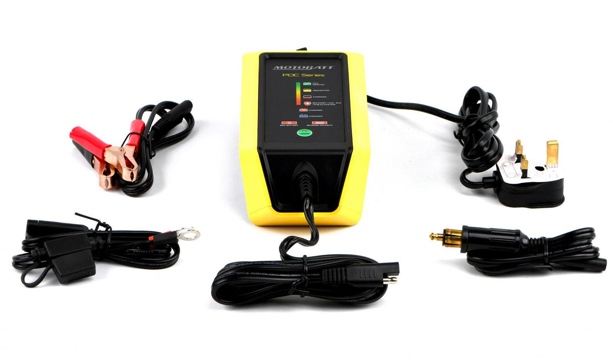 Motobatt PDCFB Fat Boy 12v Battery Charger, 9 Stage, 2.0A Acid & Lithium Batteries