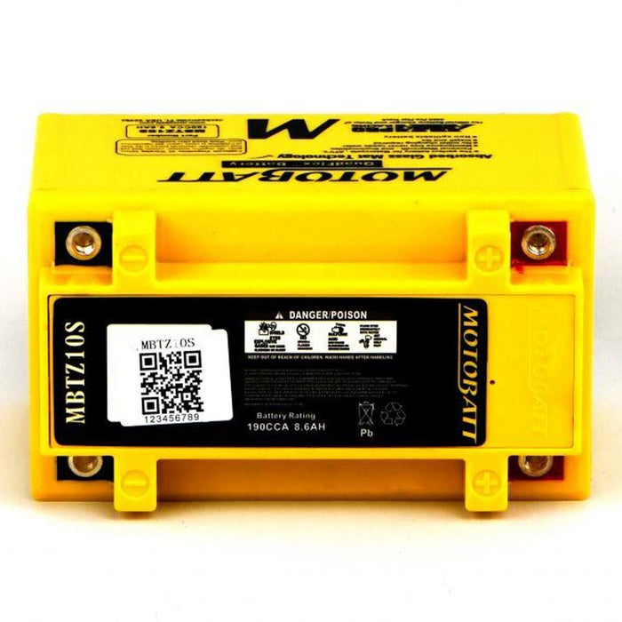 Motobatt Battery MBTZ10S 12v 8.6AH CCA:190A YTZ10S L:151mm x H:95mm x W:87mm
