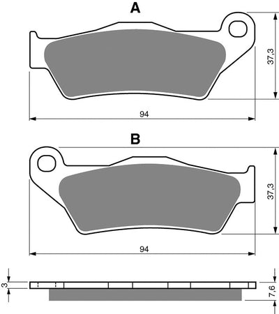 Goldfren-Bremsbelag hinten rechts, passend für Moto Guzzi Griso 1200 SE 8 Ventile 2013-2014