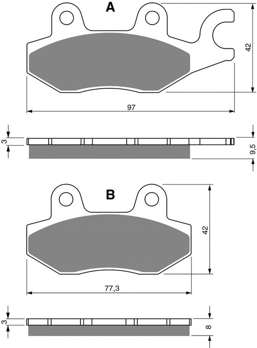 Goldfren Bremsbelag hinten rechts passend für Suzuki DR 800 SS SR43A 1995