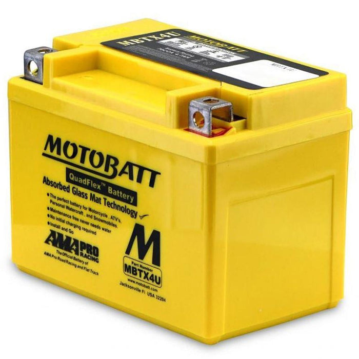 Motobatt Battery MBTX4U 12v 4AH CCA:70A YT4LBS, YB4LB L:114mm x H:87mm x W:70mm