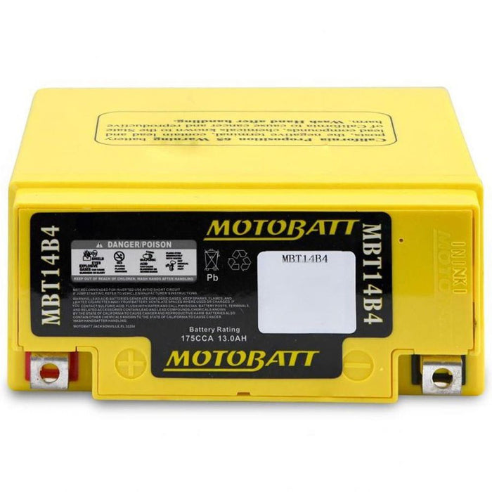 Motobatt Battery MBT14B4 12v 13AH CCA:175A YT14BBS, L:150mm x H:145mm x W:70mm