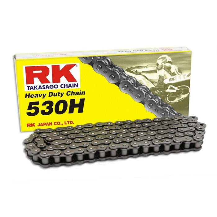 RK Motorcycle Chain Heavy Duty Black 530H 530-122L (34.3KN) – motorcycle part available from UK stock