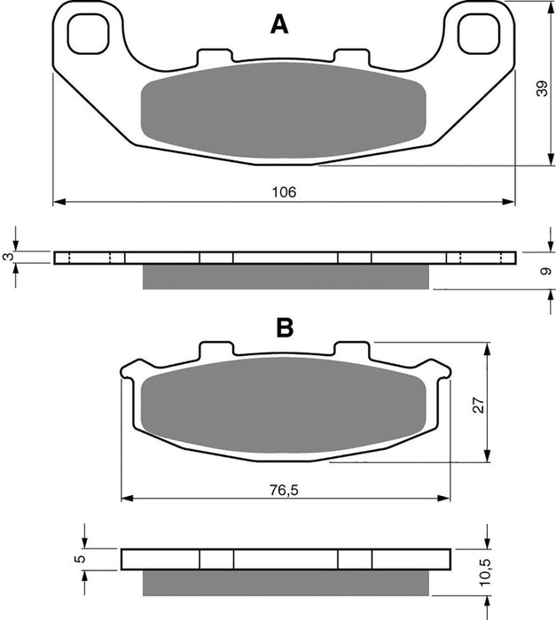 Goldfren Bremsbelag hinten rechts passend für Kawasaki ZXR 250 R ZX250B1 1989