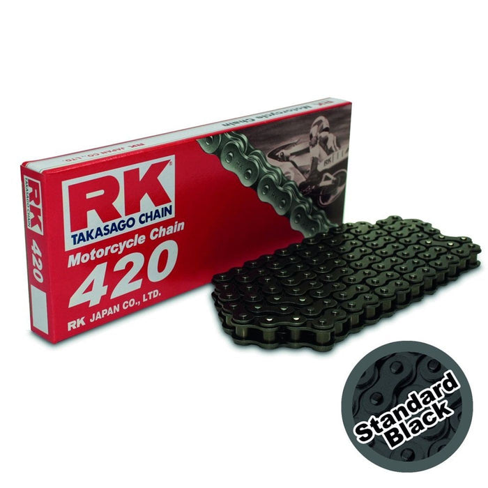 RK Motorcycle Chain Standard Duty Black SB 420-134L (18.5KN) – motorcycle part available from UK stock