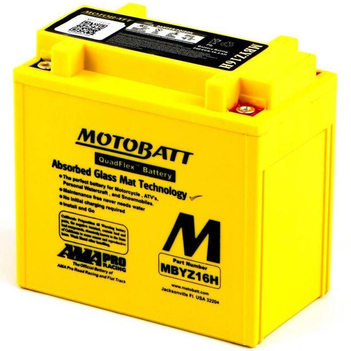 Motobatt Battery MBYZ16H 12v 16AH CCA:240A YTX14BS L:151mm x H:145mm x W:87mm