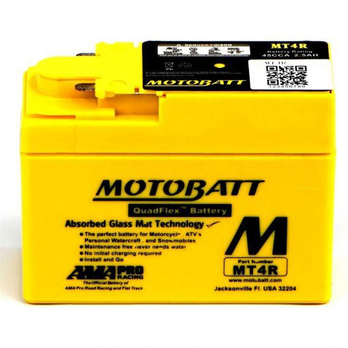 Motobatt Battery MT4R 12v 2AH CCA:45A YTR4ABS L:114mm x H:86mm x W:49mm