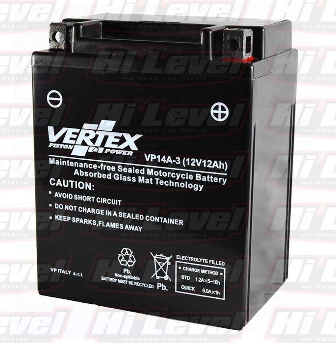Vertex Motorcycle Battery Fits Benelli 654 Sport CB14L-A2 1981-1985