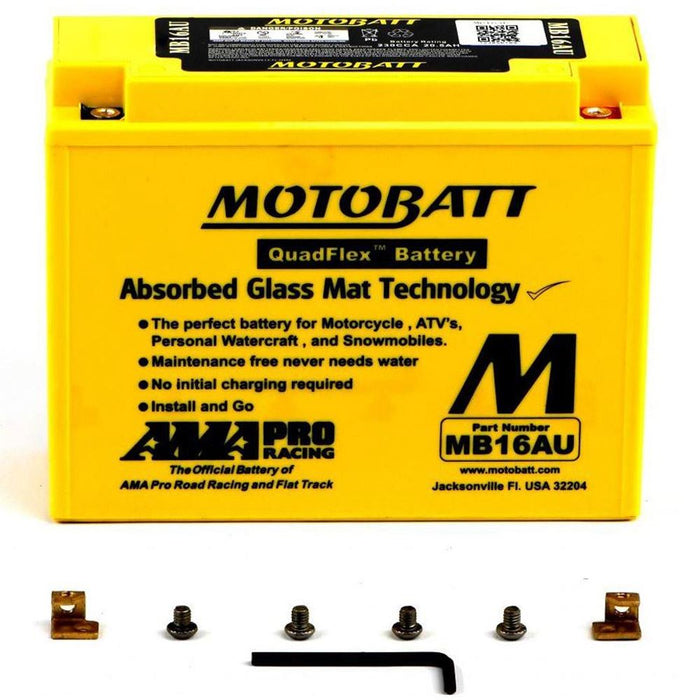 Motobatt Battery MB16AU 12v 20AH CCA:230A YB16ALA2 L:207mm x H:164mm x W:72mm