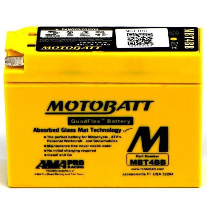Motobatt Battery MBT4BB 12v 2AH CCA:40A YT4BBS L:113mm x H:87mm x W:38mm