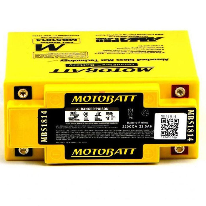 Motobatt Battery MB51814 12v 22AH CCA:220A 51814, L:183mm x H:170mm x W:80mm