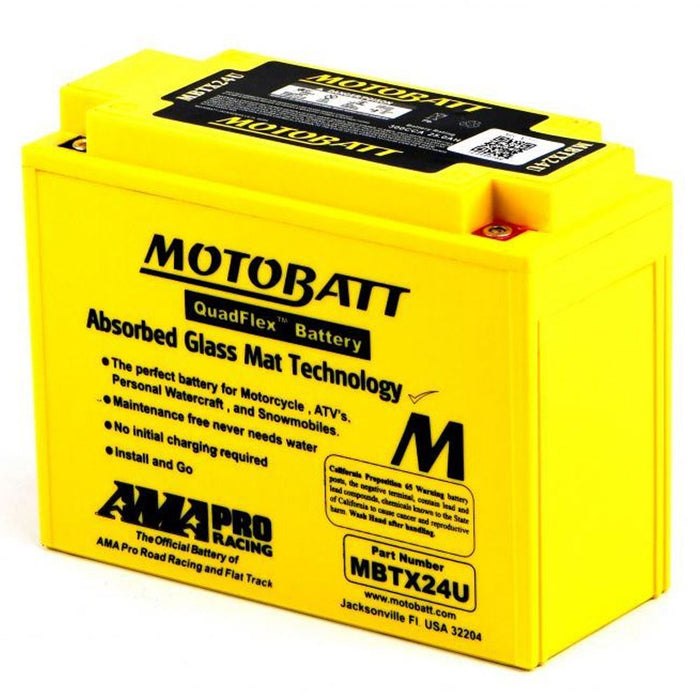 Motobatt Battery MBTX24U 12v 25AH CCA:300A YTX18LBS L:205mm x H:162mm x W:87mm