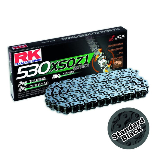 RK Motorcycle Chain Heavy Duty RX-Ring Black XSOZ1 530-106L (40.0KN) – motorcycle part available from UK stock