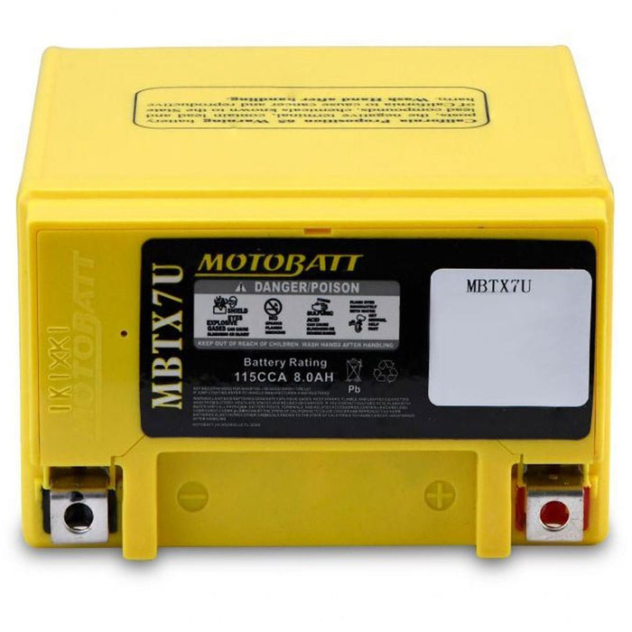 Motobatt Battery MBTX7U 12v 8AH CCA:115A YTX7LBS L:114mm x H:128mm x W:70mm