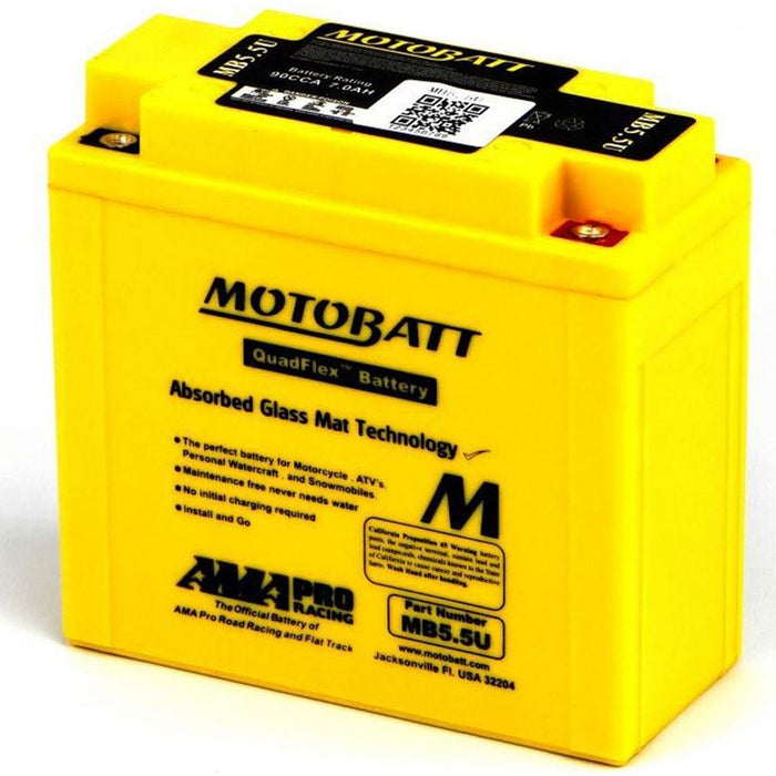 Motobatt Battery MB5.5U 12v 7AH CCA:90A 12N5.5-3B,L:135mm x H:130mm x W:60mm