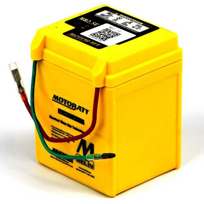 Motobatt Battery MB2.5U 12v 2AH YB2.5L-C, L:80mm x H:105mm x W:70mm