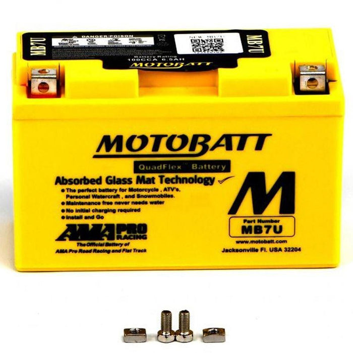 Motobatt Battery MB7U 12v 6AH CCA:100A YT7BBS, YT7B4 L:151mm x H:94mm x W:65mm