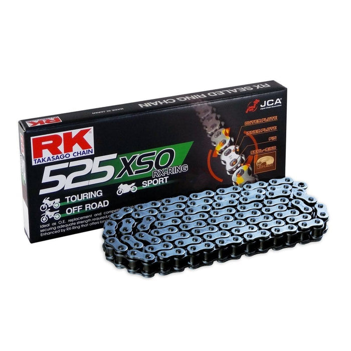 RK Motorcycle Chain Heavy Duty RX-Ring Black XSO 525-102L (37.2KN) – motorcycle part available from UK stock